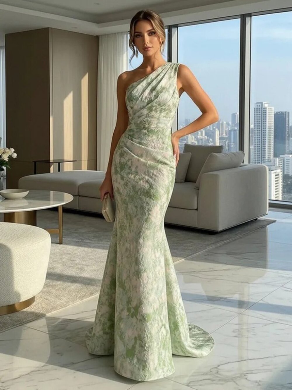 Mermaid gown in Sky Blue color